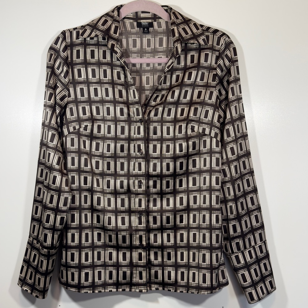 Vintage Y2K Mossimo Geometric Button Down Silky Top